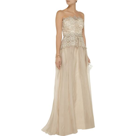 Badgley Mischka‎ Strapless Beaded Gown Dress - Picture 1 of 7